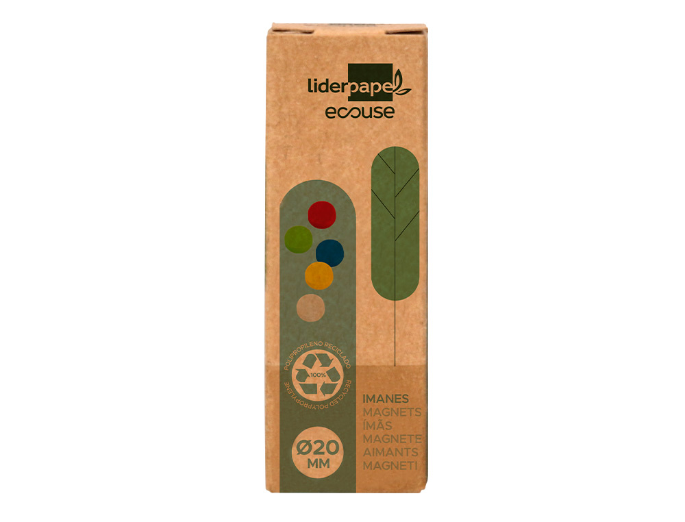 IMANES PARA SUJECION LIDERPAPEL ECOUSE PP RECICLADO PARA PIZARRA MAGNETICA 20 MM CAJA DE 10