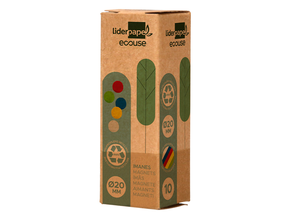 IMANES PARA SUJECION LIDERPAPEL ECOUSE PP RECICLADO PARA PIZARRA MAGNETICA 20 MM CAJA DE 10