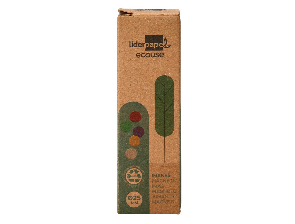IMANES PARA SUJECION LIDERPAPEL ECOUSE PP RECICLADO PARA PIZARRA MAGNETICA 25 MM CAJA DE 10 UNIDADES