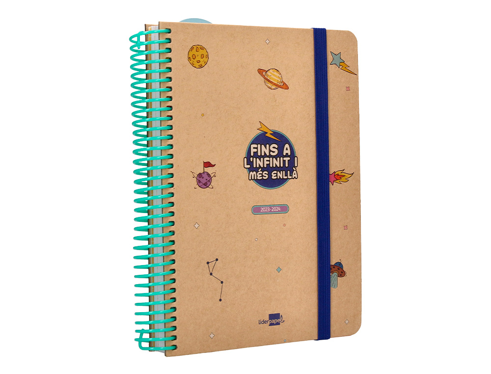 AGENDA ESCOLAR LIDERPAPEL CURSO 23-24 CLASSIC DIN A5 EN CATALAN DIA PAGINA ESPIRAL CIERRE CON GOMA
