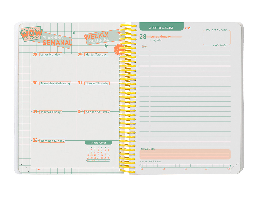 AGENDA ESCOLAR LIDERPAPEL CURSO 23-24 COLLEGE BASIC DIN A5 BILINGUE DIA PAGINA ESPIRALTAPA POLIPROPILENO AZUL