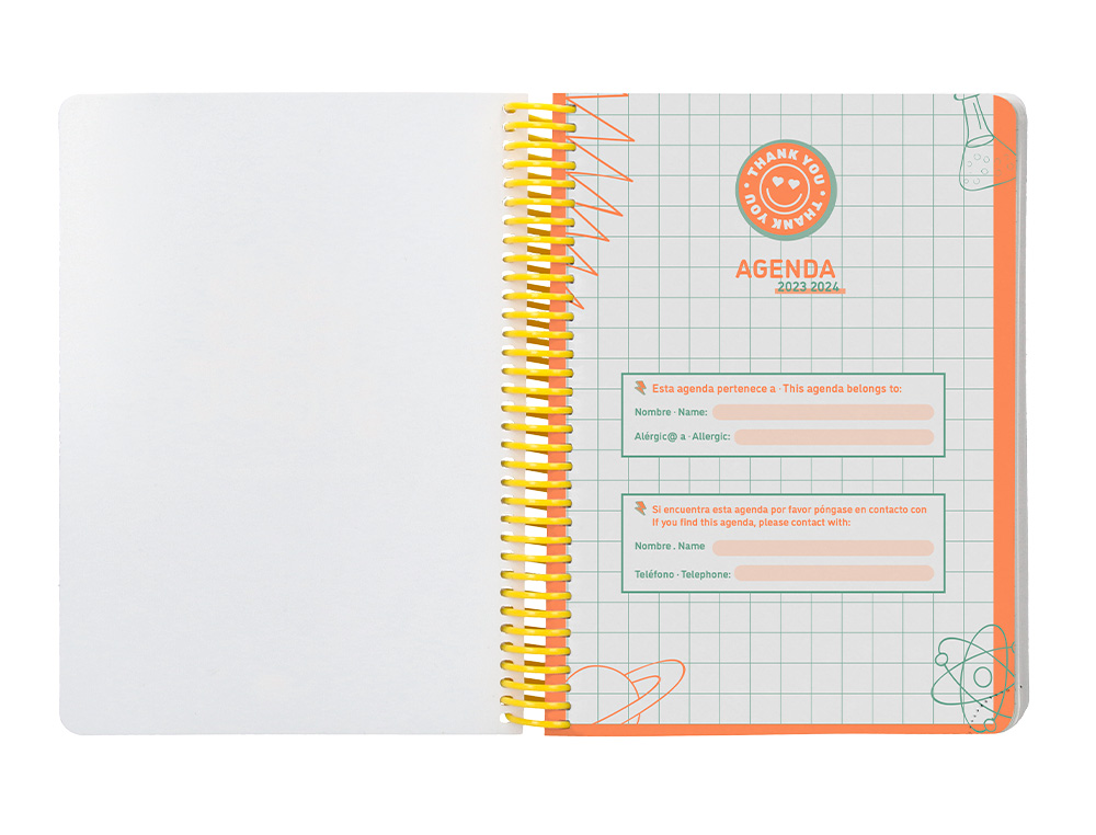 AGENDA ESCOLAR LIDERPAPEL CURSO 23-24 COLLEGE BASIC DIN A5 BILINGUE DIA PAGINA ESPIRALTAPA POLIPROPILENO AZUL