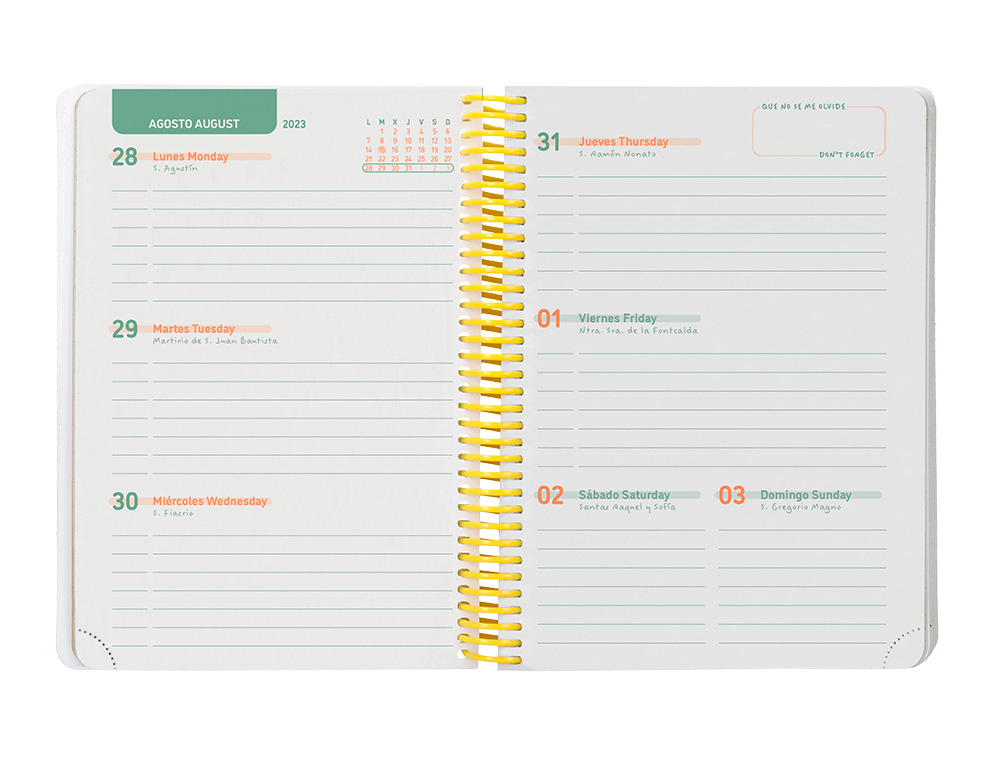 AGENDA ESCOLAR LIDERPAPEL CURSO 23-24 COLLEGE BASIC DIN A5 BILINGUE SEMANA VISTA POLIPROPILENO PORTADA SURTIDOS