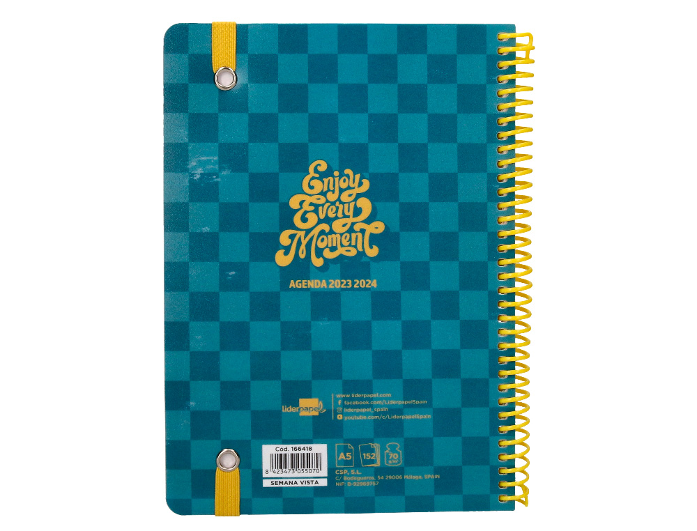 AGENDA ESCOLAR LIDERPAPEL CURSO 23-24 COLLEGE BASIC DIN A5 BILINGUE SEMANA VISTA POLIPROPILENO PORTADA SURTIDOS