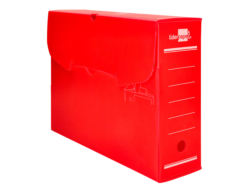 Caja archivo definitivo plastico liderpapel rojo 360x260x100 mm