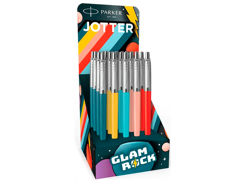 Boligrafo parker jotter originals glam rock transit expositor de 20 unidades colores surtidos