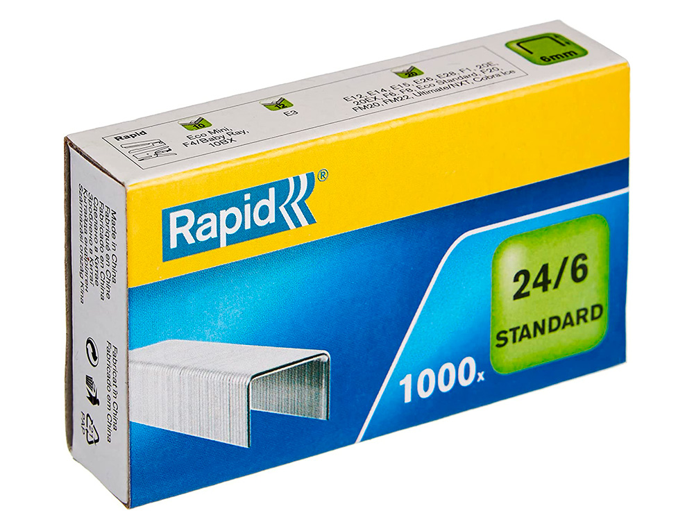 GRAPAS RAPID 24/6 MM GALVANIZADA CAJA DE 1000 UNIDADES