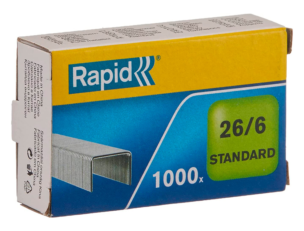 Grapas rapid 26/6 mm galvanizada caja de 1000 unidades