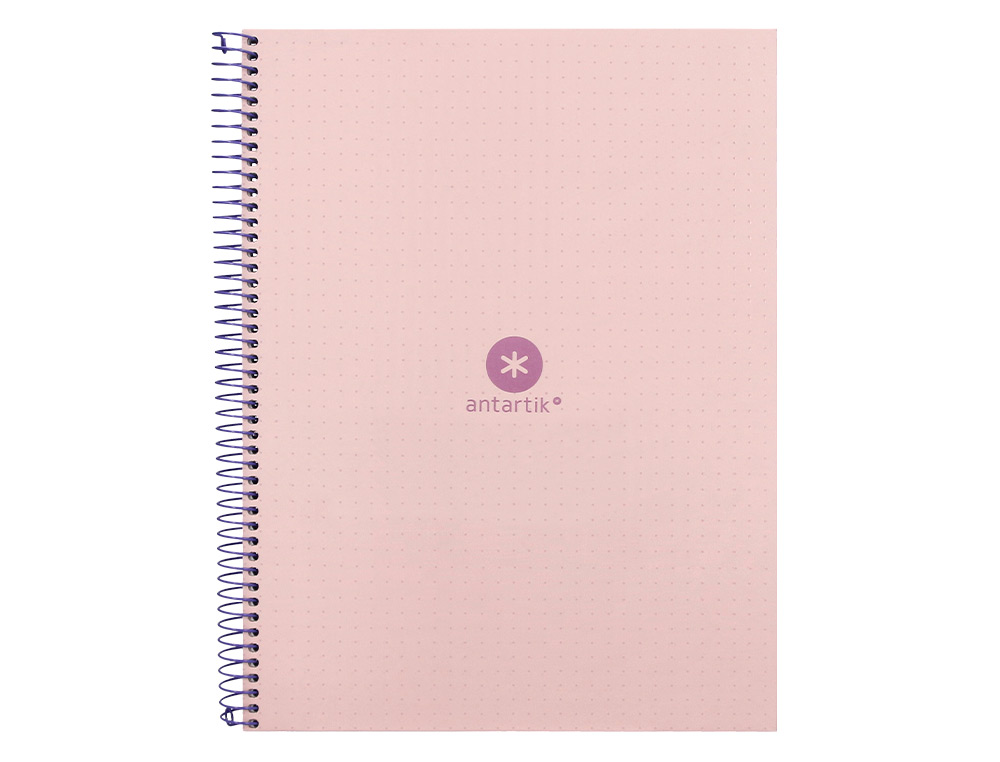 Cuaderno espiral liderpapel a4 micro antartik tapa forrada80h 90 gr rayado puntos 1 banda 4 taladros rosa