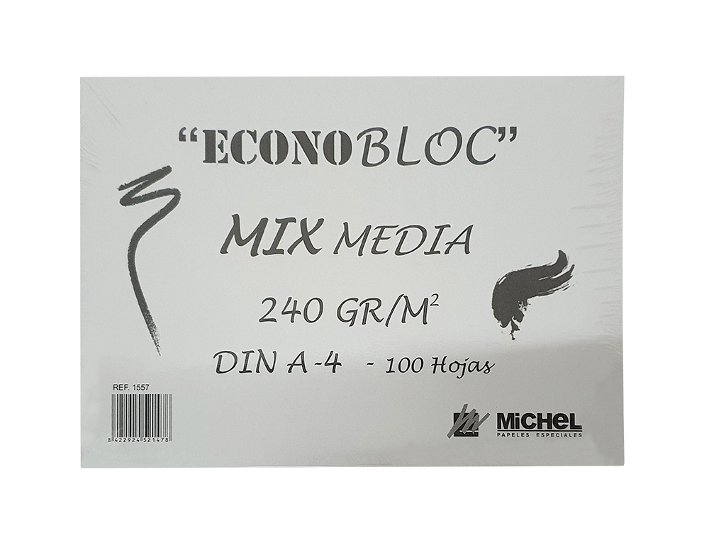 Bloc dibujo multitecnicas michel econobloc mix media din a4 encolado 100 hojas 240 gr 210x297 mm