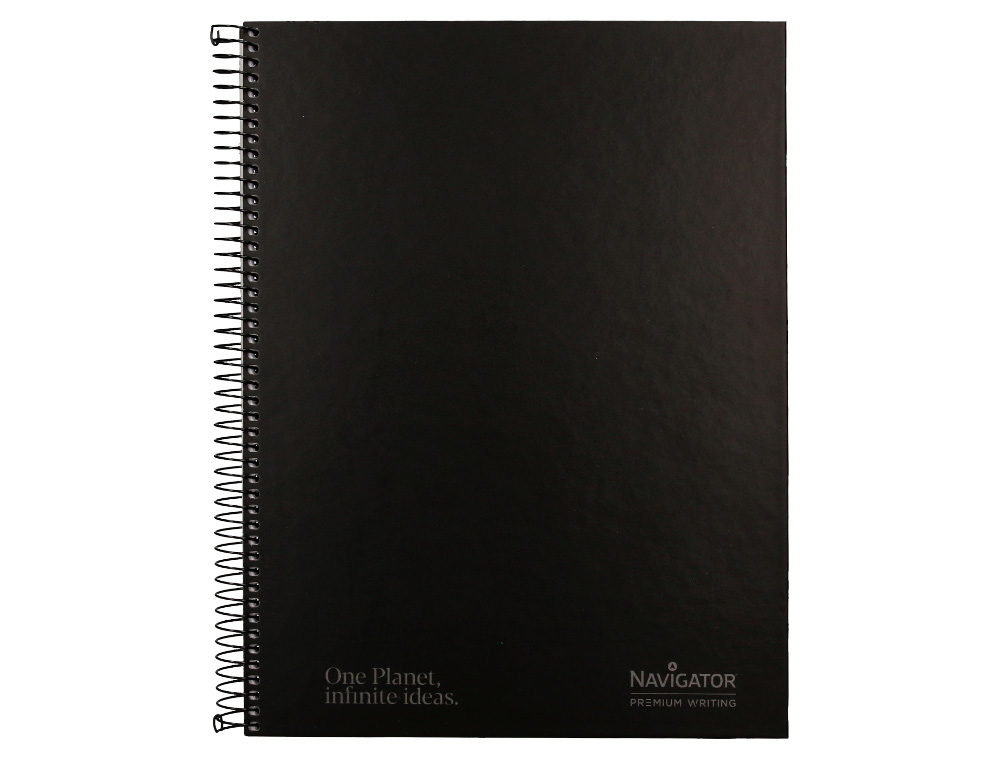 Cuaderno espiral navigator a4 micro tapa forrada 120h 80gr cuadro 5mm 5 bandas 4 taladros color negro