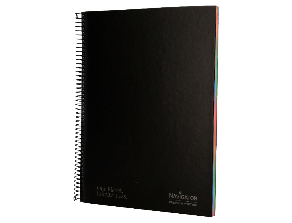 CUADERNO ESPIRAL NAVIGATOR A4 MICRO TAPA FORRADA 120H 80GR CUADRO 5MM 5 BANDAS 4 TALADROS COLOR NEGRO