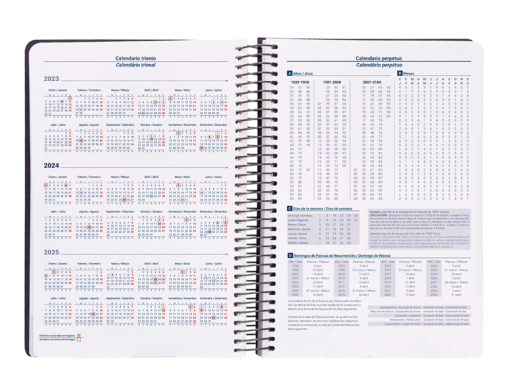 AGENDA ESPIRAL LIDERPAPEL CLASSIC A4 2024 DIA PAGINA PORTADA POLIPROPILENO PAPEL 70 GR COLOR NEGRO