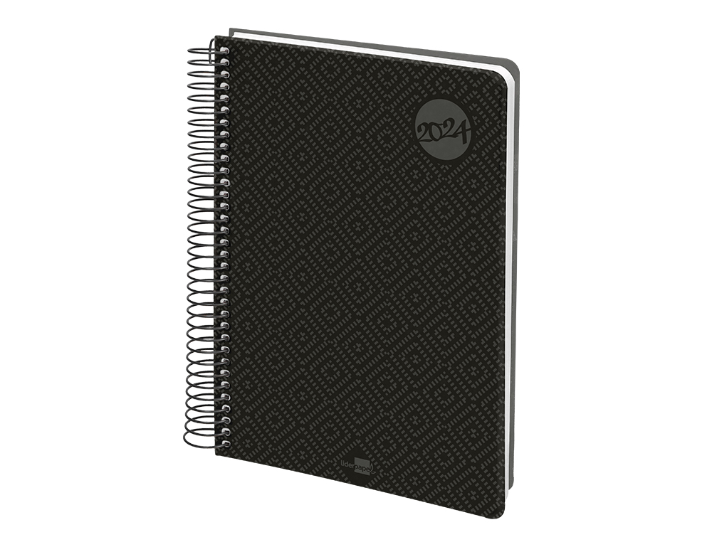 AGENDA ESPIRAL LIDERPAPEL CLASSIC A4 2024 DIA PAGINA PORTADA POLIPROPILENO PAPEL 70 GR COLOR NEGRO