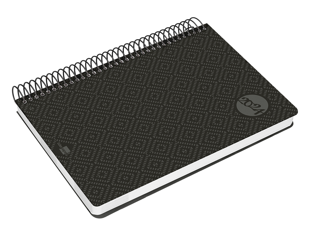 AGENDA ESPIRAL LIDERPAPEL CLASSIC A4 2024 DIA PAGINA PORTADA POLIPROPILENO PAPEL 70 GR COLOR NEGRO
