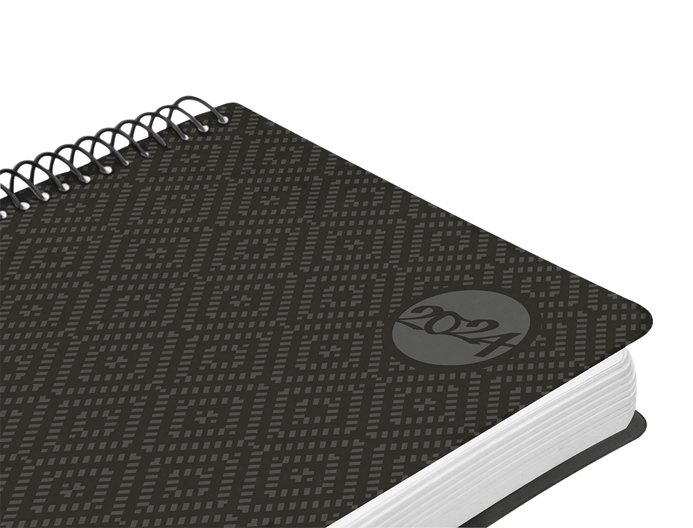 AGENDA ESPIRAL LIDERPAPEL CLASSIC A4 2024 DIA PAGINA PORTADA POLIPROPILENO PAPEL 70 GR COLOR NEGRO