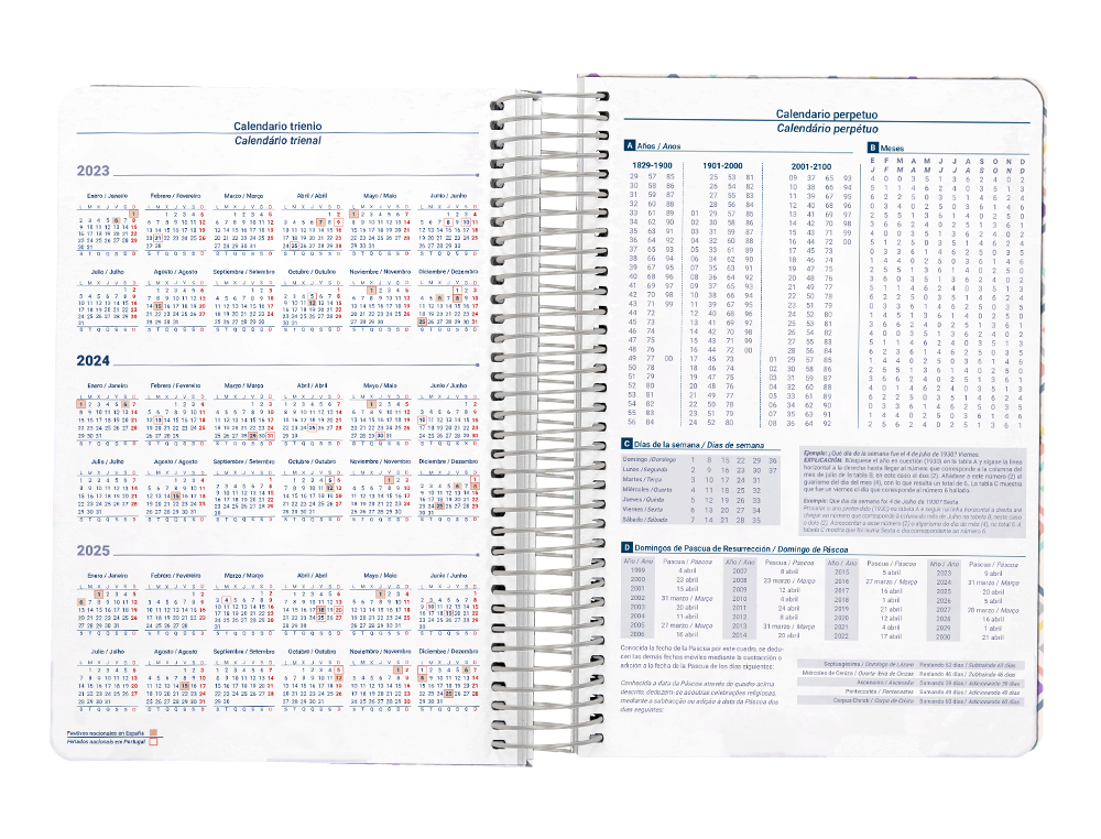 AGENDA ESPIRAL LIDERPAPEL PERISSA A4 2024 DIA PAGINA PAPEL 80 GR DISEO SQUARE