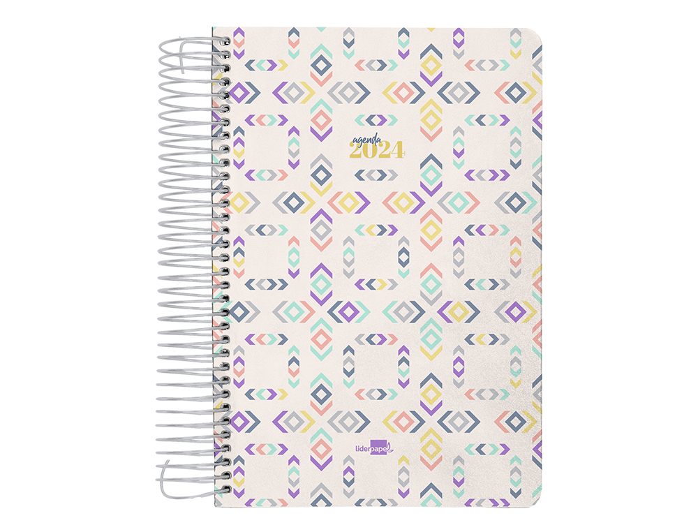 AGENDA ESPIRAL LIDERPAPEL PERISSA A4 2024 DIA PAGINA PAPEL 80 GR DISEO SQUARE