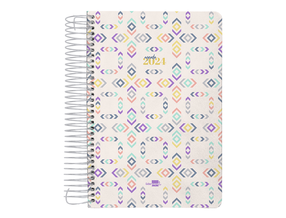 Agenda espiral liderpapel perissa a4 2024 dia pagina papel 80 gr diseño square