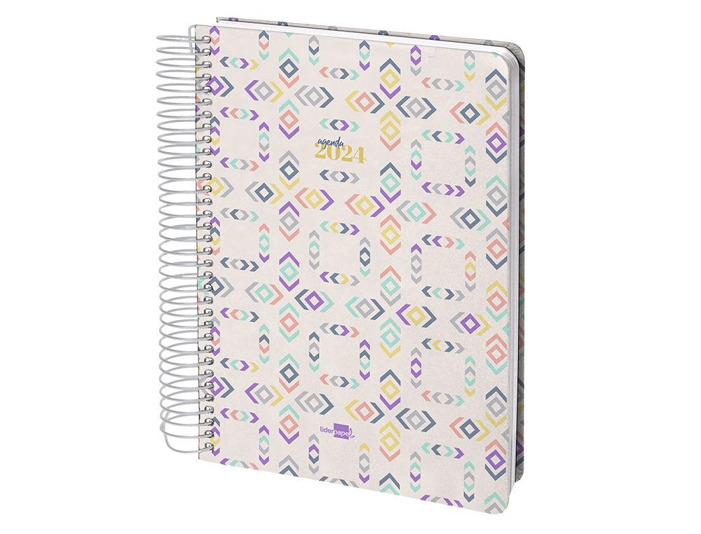 AGENDA ESPIRAL LIDERPAPEL PERISSA A4 2024 DIA PAGINA PAPEL 80 GR DISEO SQUARE