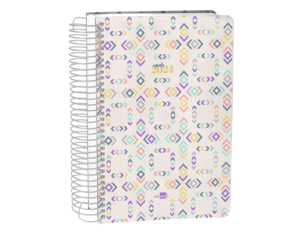 AGENDA ESPIRAL LIDERPAPEL PERISSA A4 2024 DIA PAGINA PAPEL 80 GR DISEO SQUARE