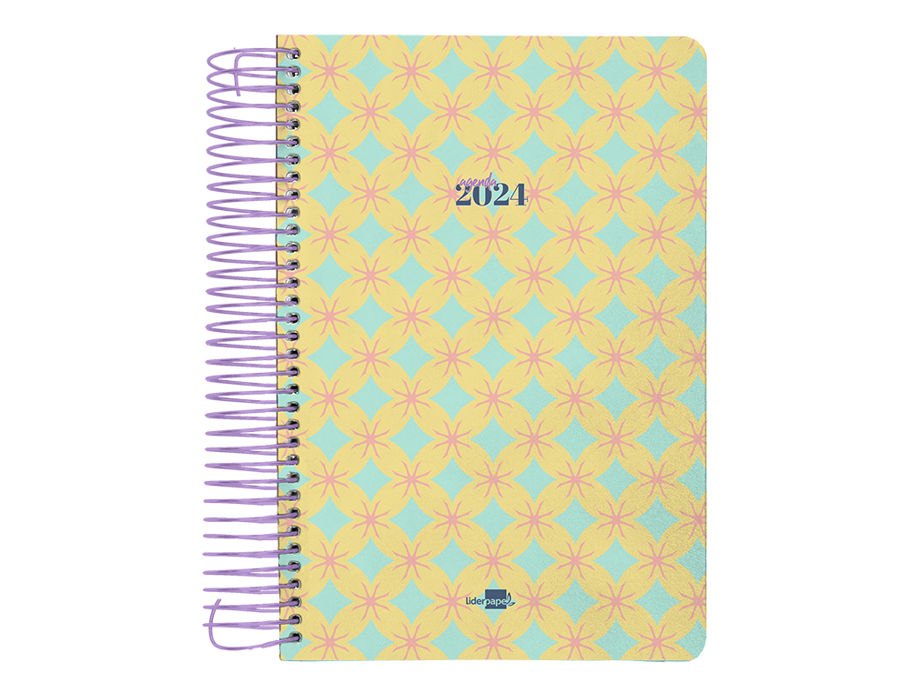 AGENDA ESPIRAL LIDERPAPEL PERISSA A6 2024 SEMANA VISTA PAPEL 80 GR DISEO CIRCLE