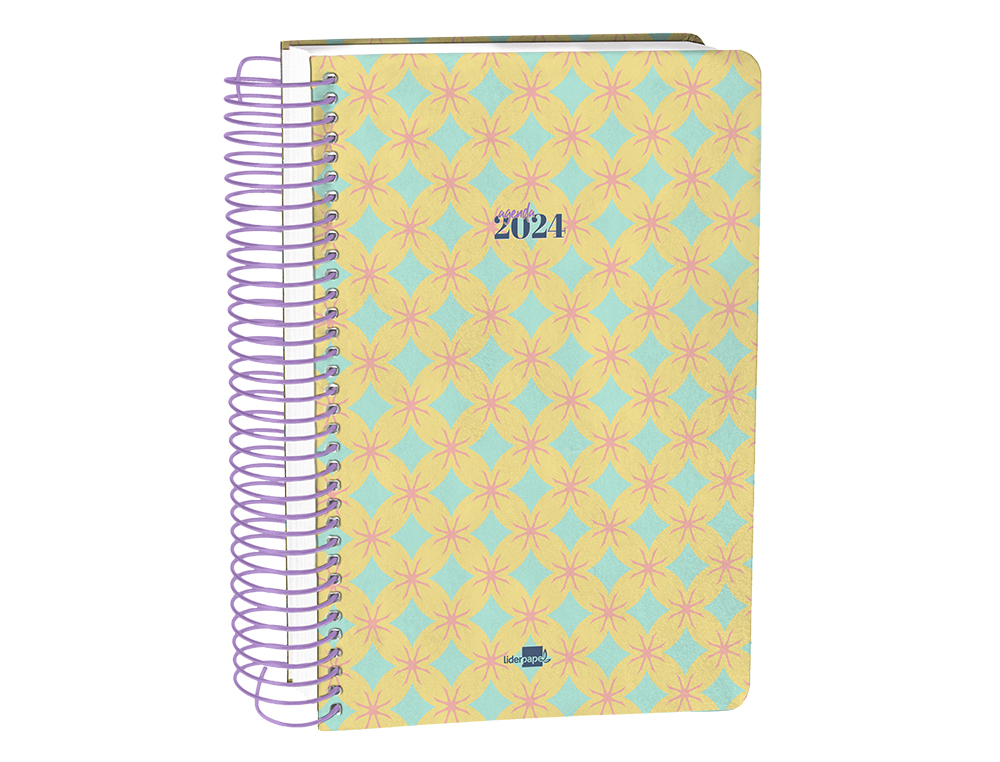 AGENDA ESPIRAL LIDERPAPEL PERISSA A6 2024 SEMANA VISTA PAPEL 80 GR DISEO CIRCLE