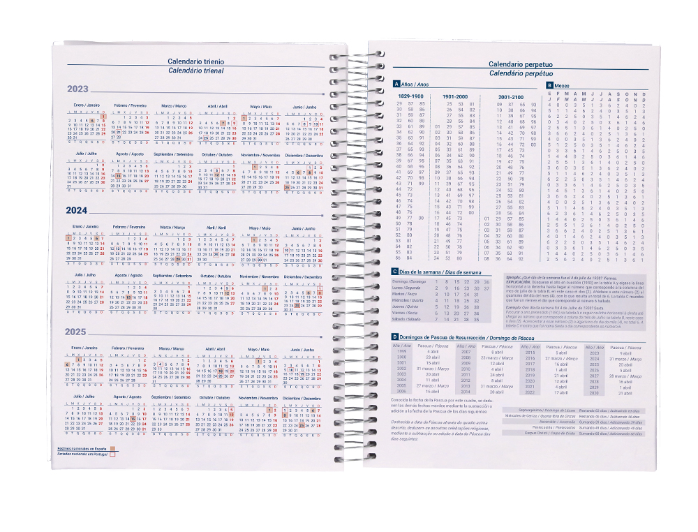 AGENDA ESPIRAL LIDERPAPEL TINOS A6 2024 DIA PAGINA PORTADA POLIPROPILENO PERSONALIZABLE PAPEL 70 GR