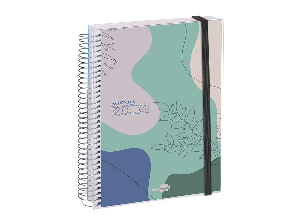 AGENDA ESPIRAL LIDERPAPEL TINOS A6 2024 DIA PAGINA PORTADA POLIPROPILENO PERSONALIZABLE PAPEL 70 GR