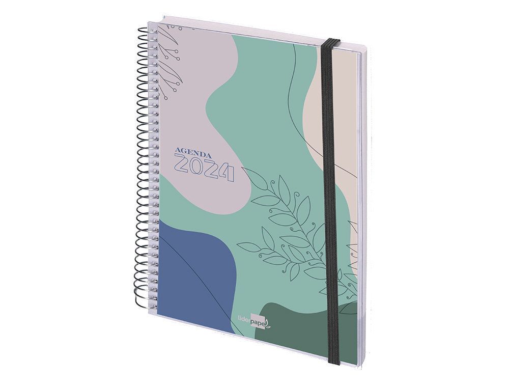 AGENDA ESPIRAL LIDERPAPEL TINOS A6 2024 DIA PAGINA PORTADA POLIPROPILENO PERSONALIZABLE PAPEL 70 GR