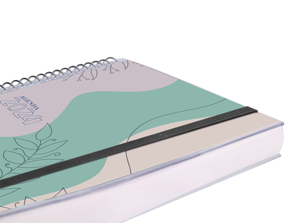 AGENDA ESPIRAL LIDERPAPEL TINOS A6 2024 DIA PAGINA PORTADA POLIPROPILENO PERSONALIZABLE PAPEL 70 GR