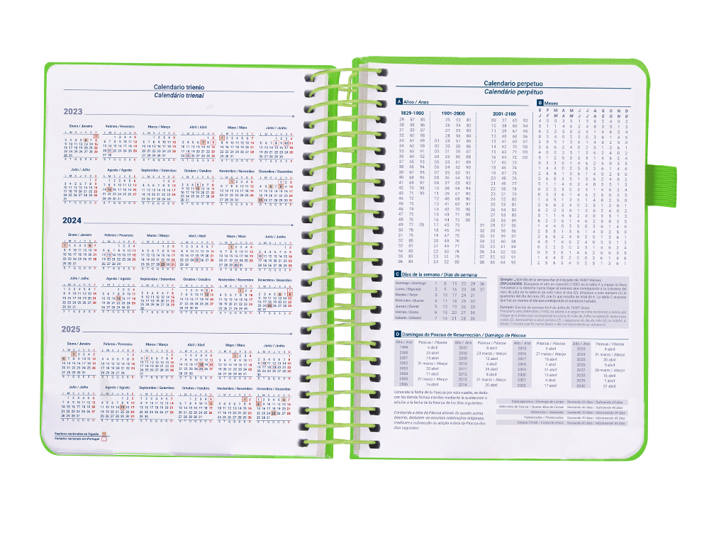 AGENDA ENCUADERNADA LIDERPAPEL NEON A5 2024 DIA PAGINA PAPEL 70 GR COLOR VERDE