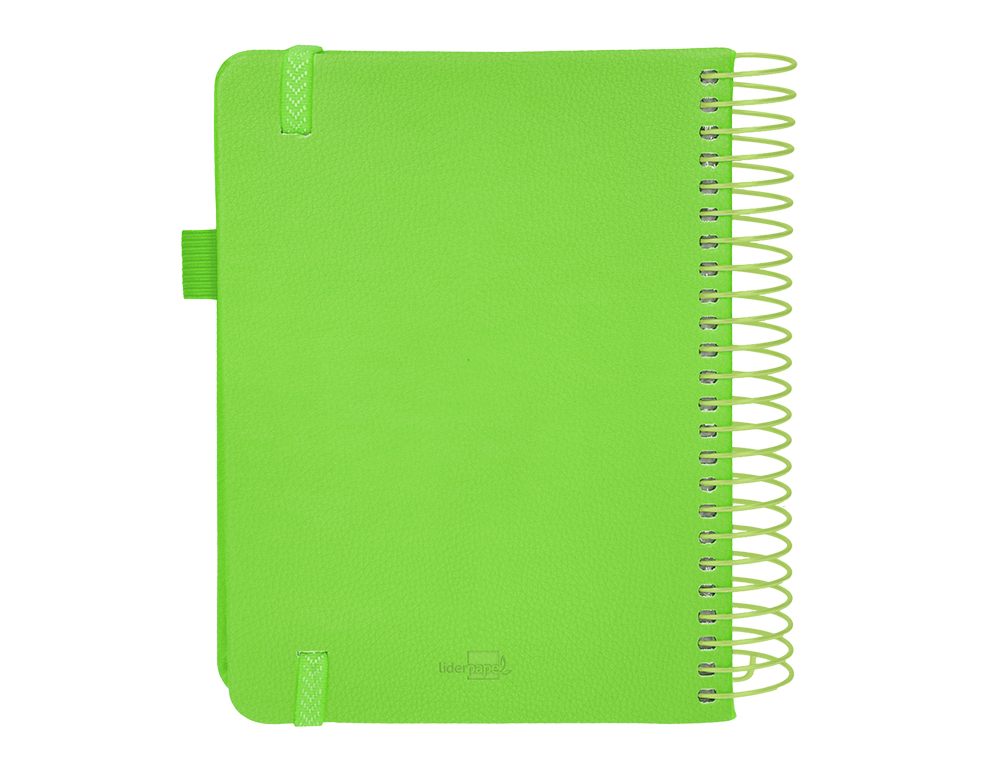 AGENDA ENCUADERNADA LIDERPAPEL NEON A5 2024 DIA PAGINA PAPEL 70 GR COLOR VERDE