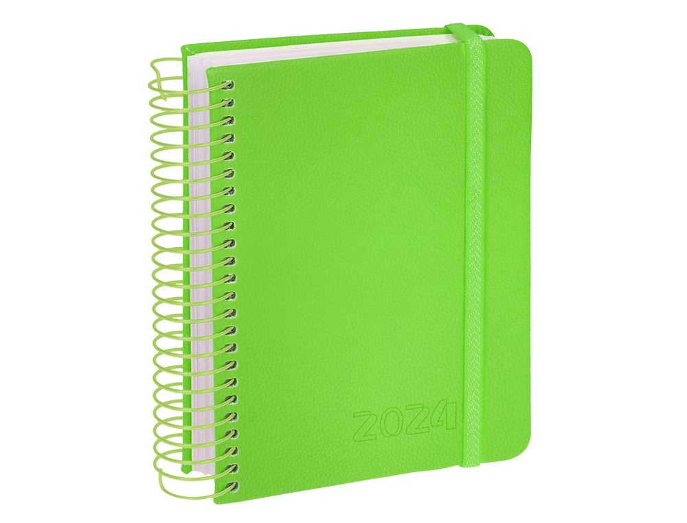 AGENDA ENCUADERNADA LIDERPAPEL NEON A5 2024 DIA PAGINA PAPEL 70 GR COLOR VERDE