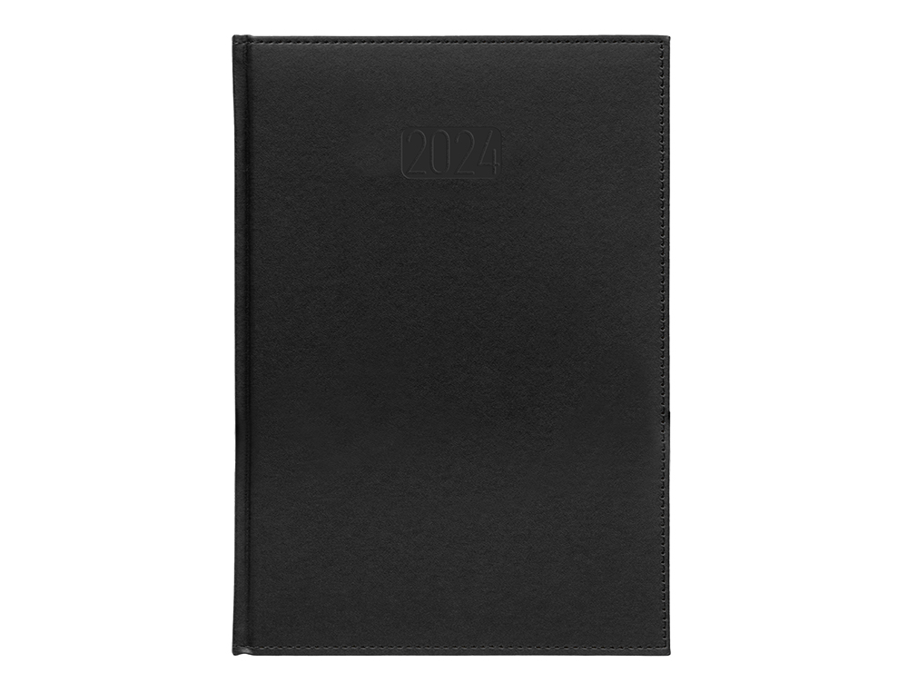 Agenda encuadernada liderpapel creta 15x21 cm 2024 dia pagina color negro papel 70 gr