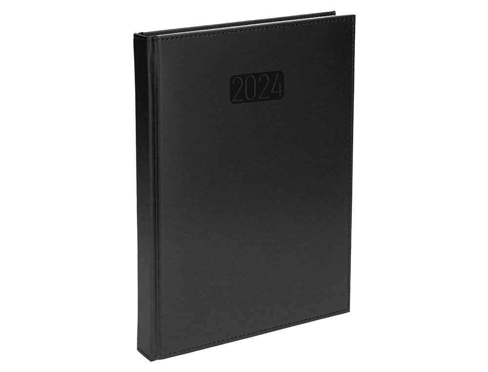 AGENDA ENCUADERNADA LIDERPAPEL CRETA 15X21 CM 2024 DIA PAGINA COLOR NEGRO PAPEL 70 GR