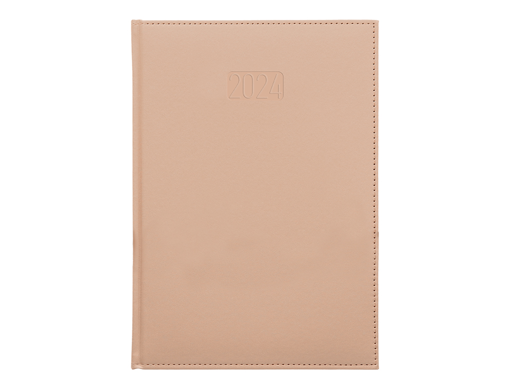 AGENDA ENCUADERNADA LIDERPAPEL CRETA 17X24 CM 2024 DIA PAGINA COLOR NUDE PAPEL 70 GR