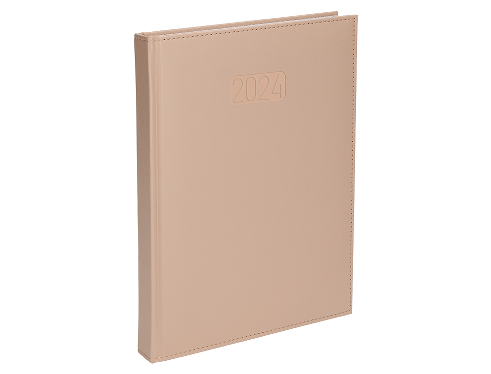 AGENDA ENCUADERNADA LIDERPAPEL CRETA 17X24 CM 2024 DIA PAGINA COLOR NUDE PAPEL 70 GR