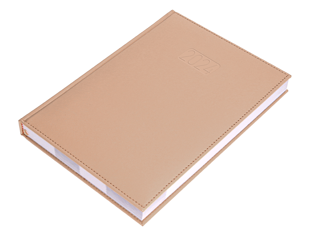 AGENDA ENCUADERNADA LIDERPAPEL CRETA 17X24 CM 2024 DIA PAGINA COLOR NUDE PAPEL 70 GR