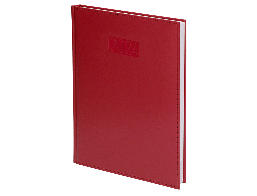 AGENDA ENCUADERNADA LIDERPAPEL CRETA 15X21 CM 2024 SEMANA VISTA COLOR ROJO PAPEL 70 GR
