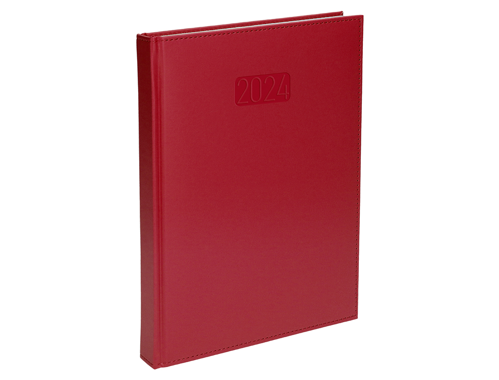 AGENDA ENCUADERNADA LIDERPAPEL CRETA 15X21 CM 2024 SEMANA VISTA COLOR ROJO PAPEL 70 GR