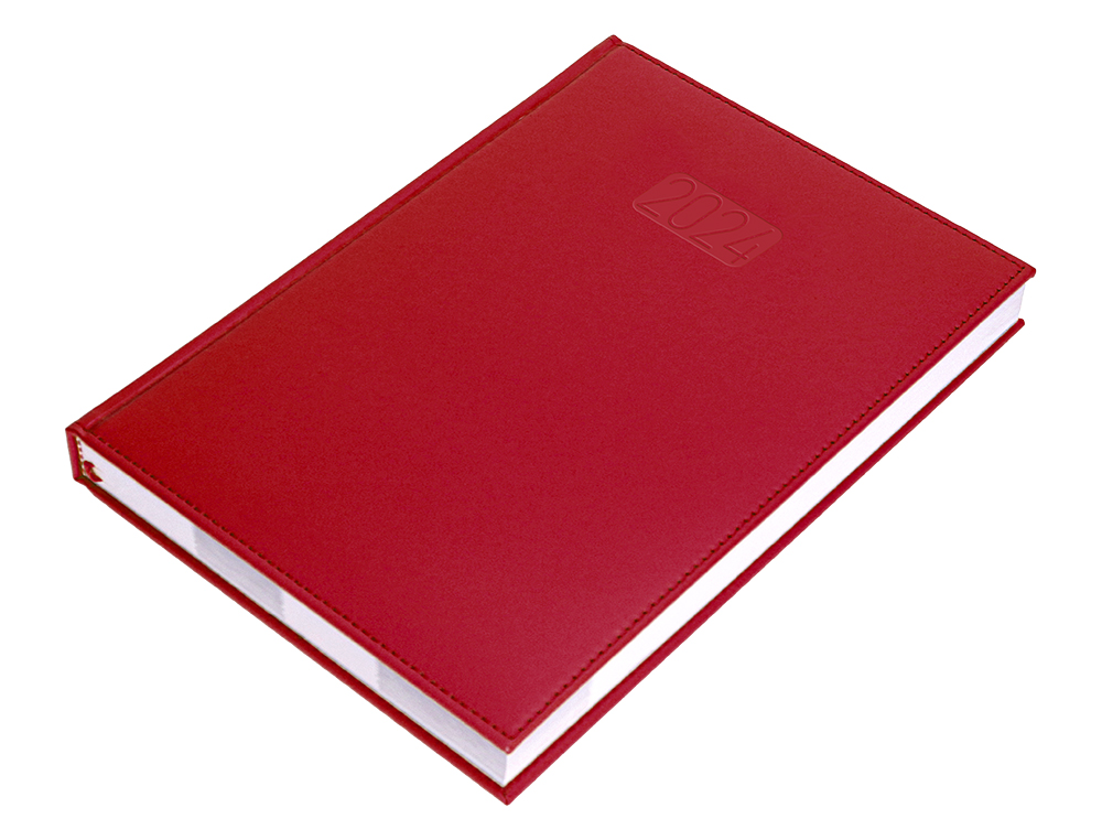AGENDA ENCUADERNADA LIDERPAPEL CRETA 15X21 CM 2024 SEMANA VISTA COLOR ROJO PAPEL 70 GR