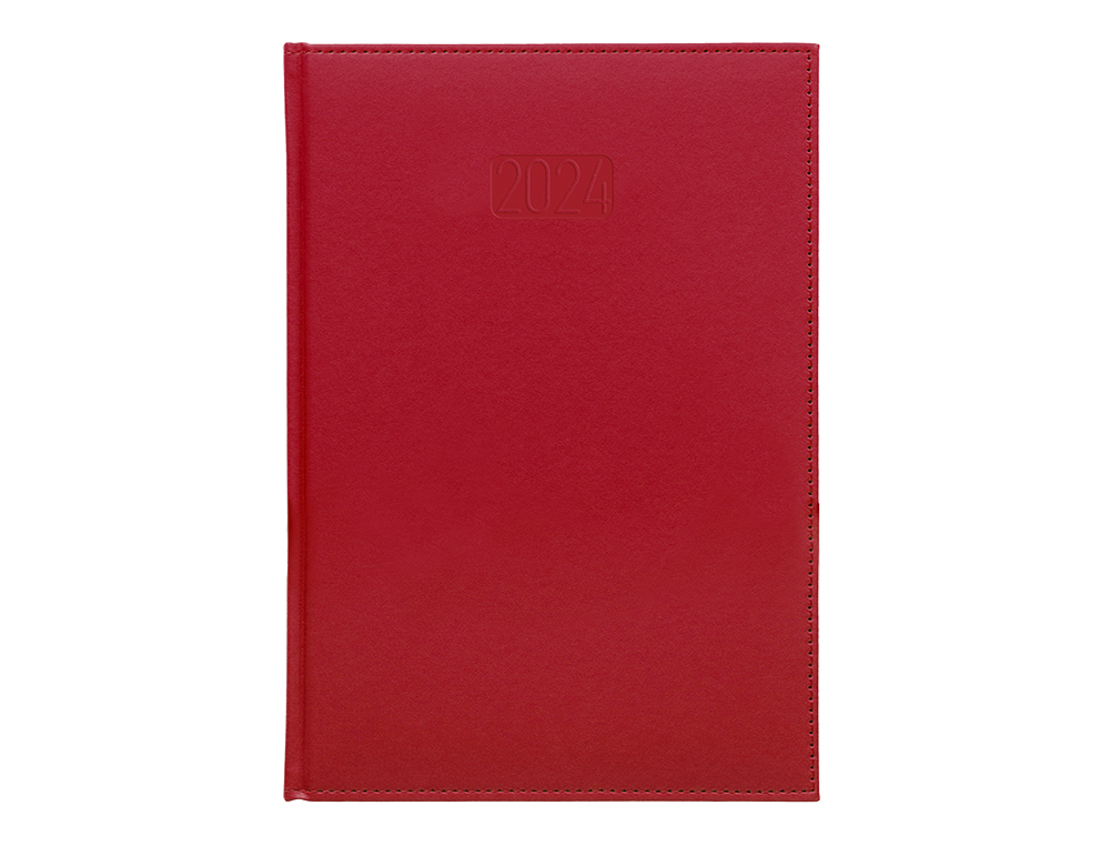 AGENDA ENCUADERNADA LIDERPAPEL CRETA 17X24 CM 2024 SEMANA VISTA COLOR ROJO PAPEL 70 GR