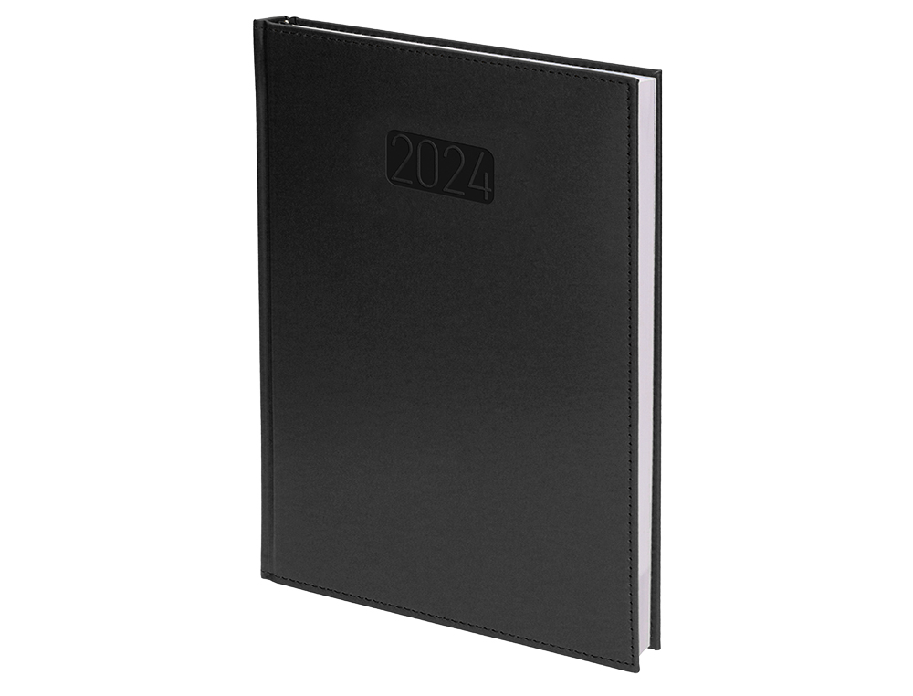 AGENDA ENCUADERNADA LIDERPAPEL CRETA 17X24 CM 2024 SEMANA VISTA COLOR NEGRO PAPEL 70 GR