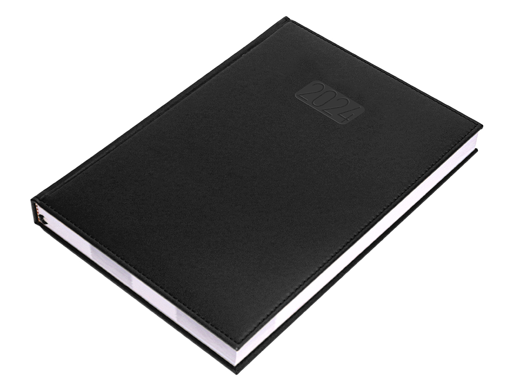 AGENDA ENCUADERNADA LIDERPAPEL CRETA 17X24 CM 2024 SEMANA VISTA COLOR NEGRO PAPEL 70 GR