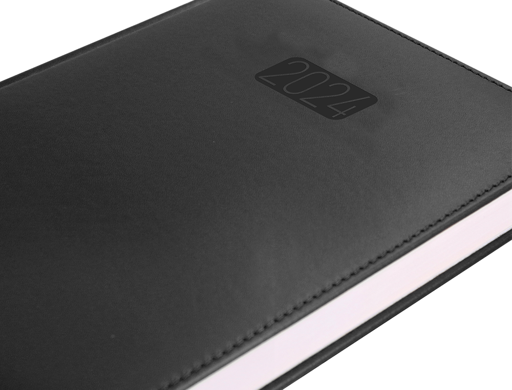 AGENDA ENCUADERNADA LIDERPAPEL CRETA 17X24 CM 2024 SEMANA VISTA COLOR NEGRO PAPEL 70 GR