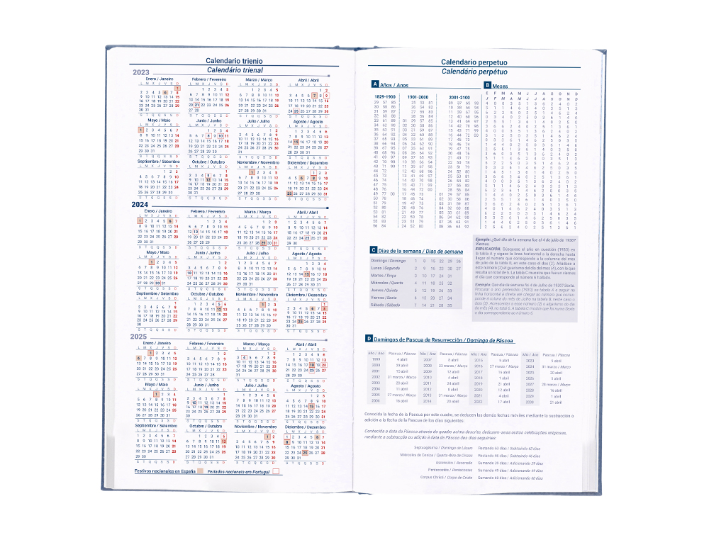 AGENDA ENCUADERNADA LIDERPAPEL CRETA 8X15 CM 2024 SEMANA VISTA COLOR AZUL PAPEL 70 GR