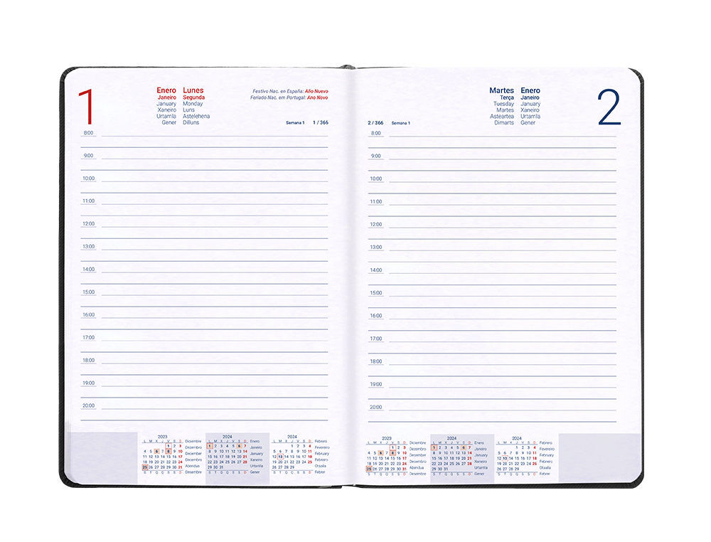 AGENDA ENCUADERNADA LIDERPAPEL LARISIS 17X24 CM 2024 DIA PAGINA COLOR NEGRO PAPEL 70 GR