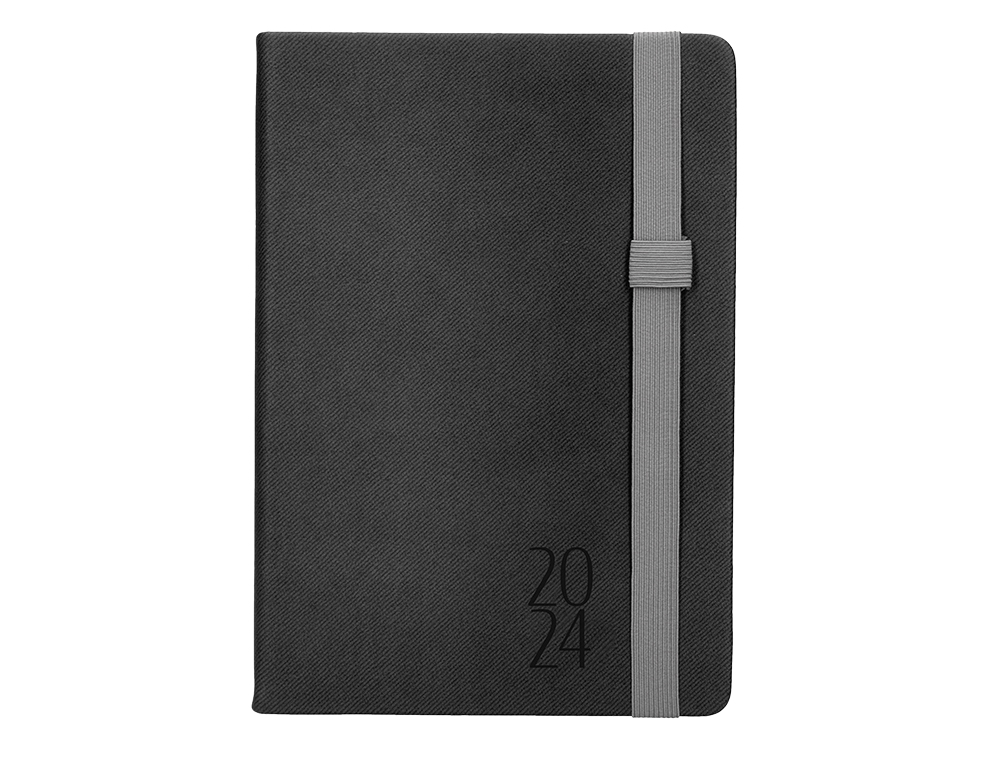 AGENDA ENCUADERNADA LIDERPAPEL LARISIS 17X24 CM 2024 DIA PAGINA COLOR NEGRO PAPEL 70 GR