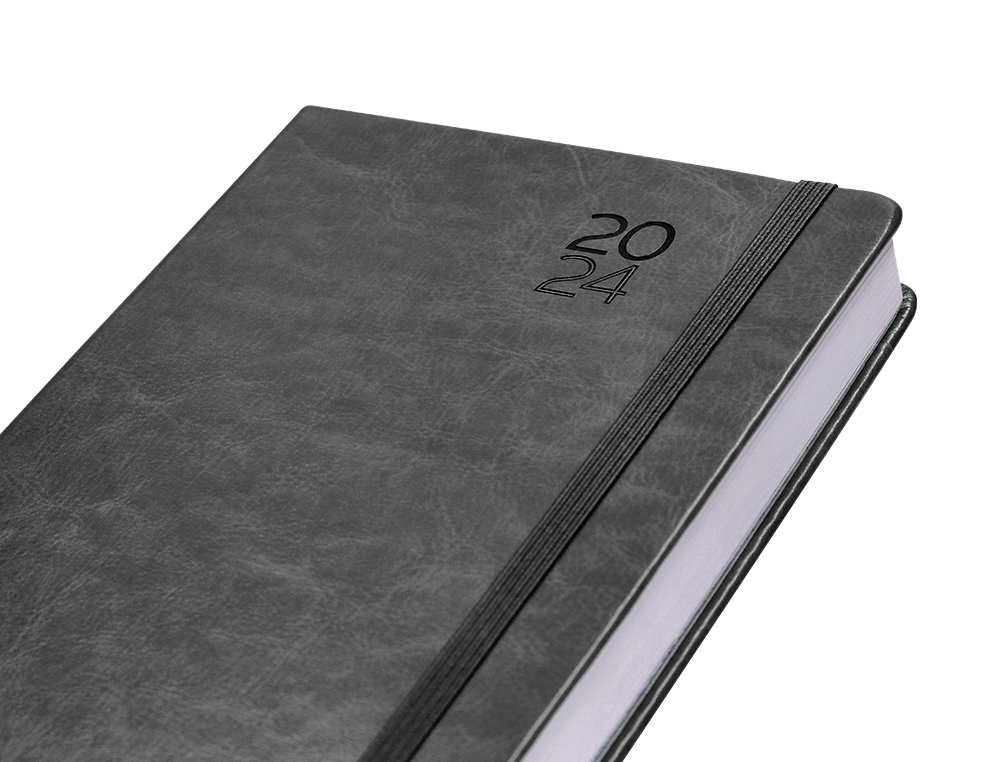 AGENDA ENCUADERNADA LIDERPAPEL MYKONOS 15X21 CM 2024 DIA PAGINA COLOR NEGRO PAPEL 70 GR